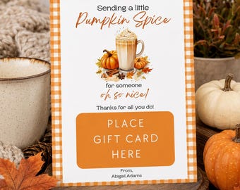 Pumpkin Spice Gift Card Holder, Fall Teacher Gift Card Holder, Autumn Employee Staff Gift, Autumn Thank You Card, Fall Appreciation Card
