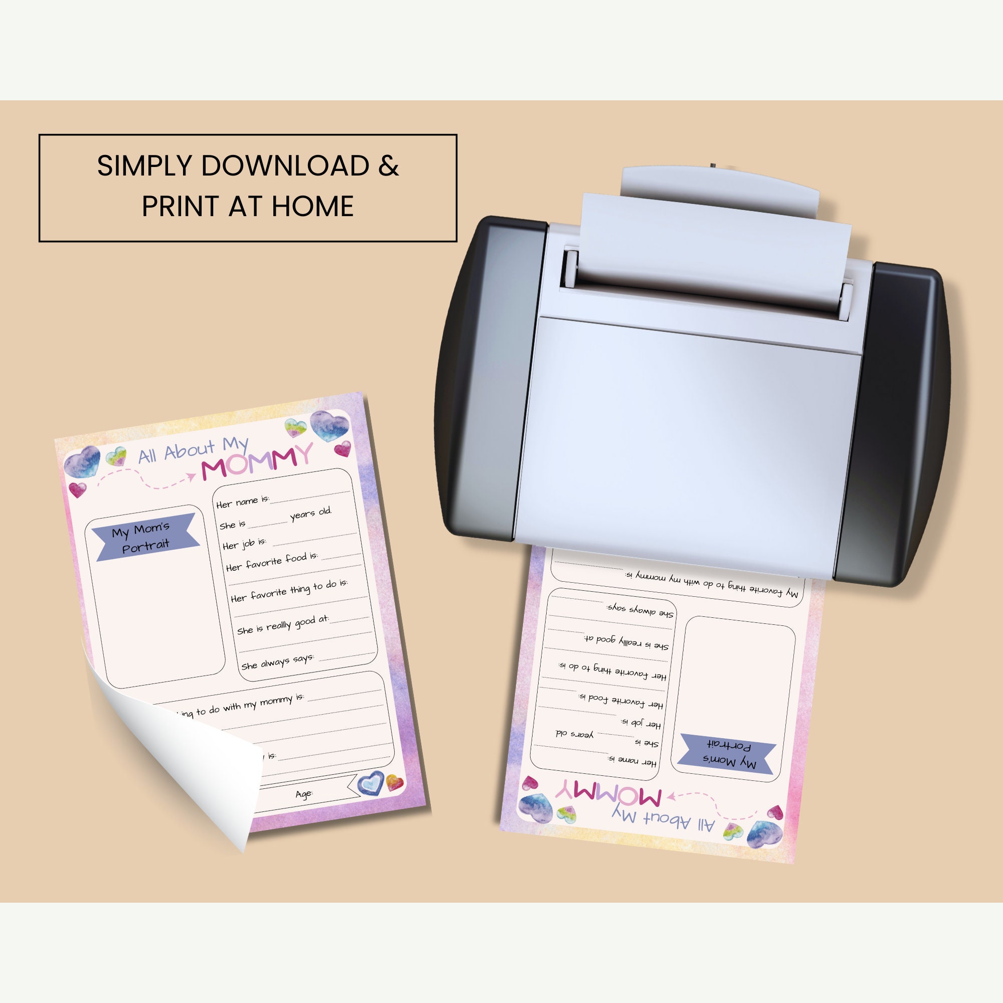 Mother's Day Printable, All About Mommy Questionnaire, Questions for ...