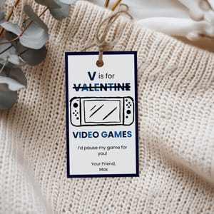 Valentine Card Template, Printable Gamer Valentine Tag, Editable Video Game Valentine&#39;s, Valentine&#39;s for Kids, Instant Download, Canva