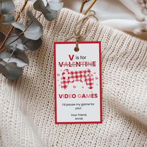 Valentine Card Template, Printable Gamer Valentine Tag, Editable Video Game Valentine&#39;s, Valentine&#39;s for Kids, Instant Download, Canva