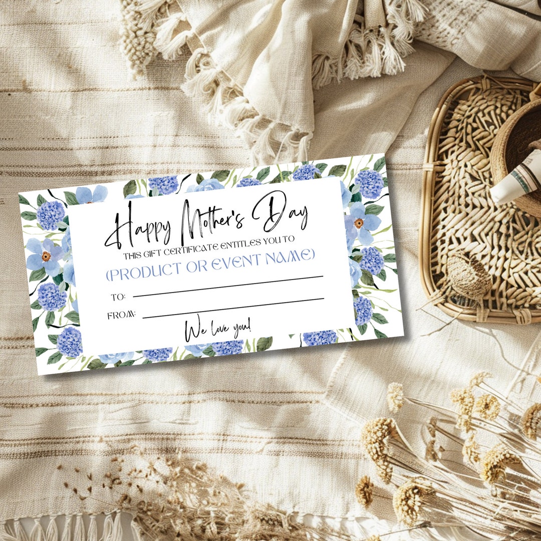 Mother's Day Gift Certificate Template, Printable Mother's Day Gift ...