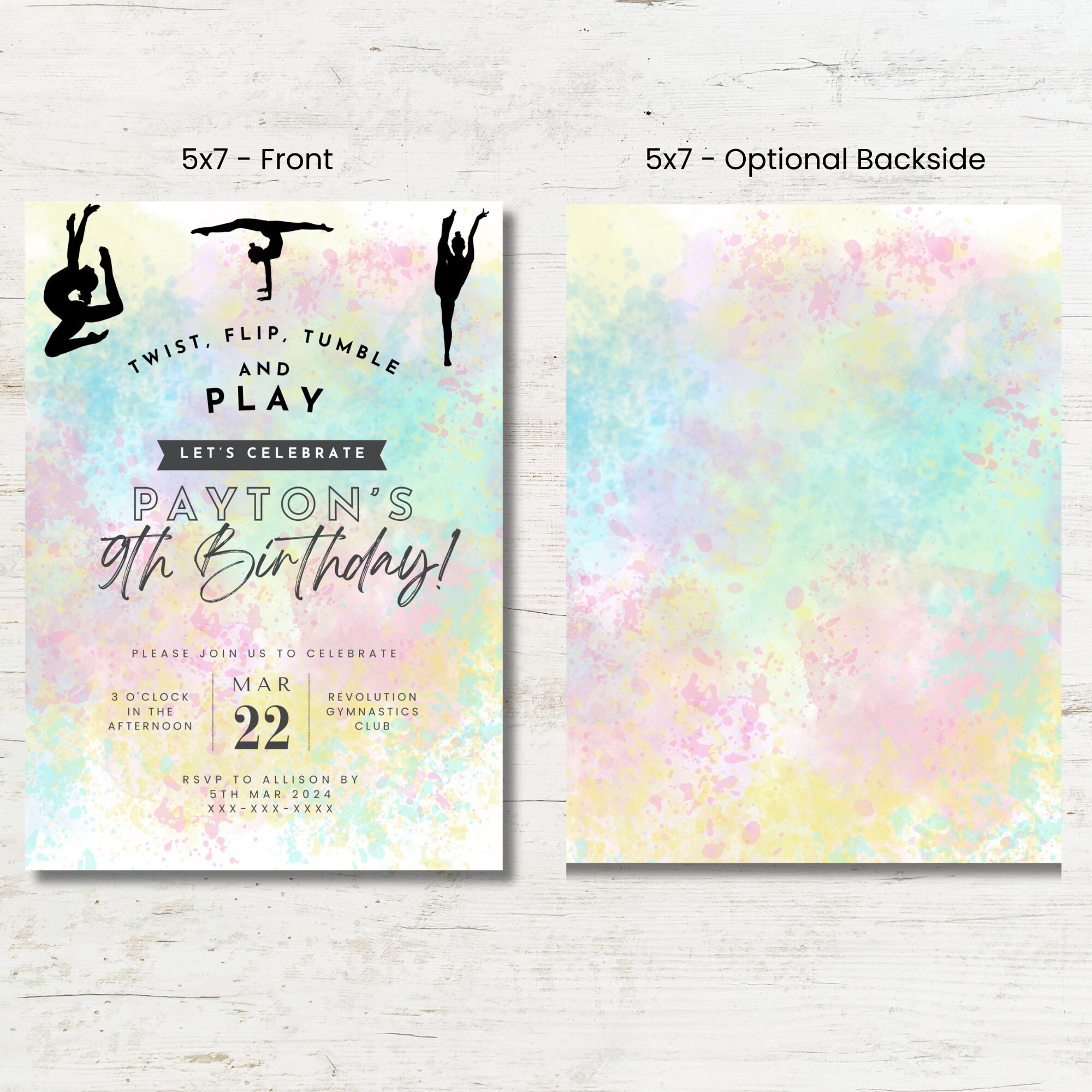 Printable Gymnastics Birthday Party Invitation Template, Girls Party ...