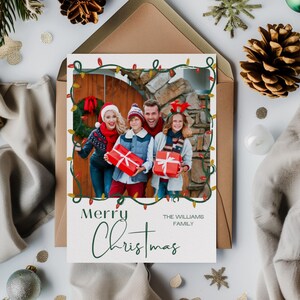 Photo Holiday Card Template, Printable Christmas Card, Editable Family Picture Holiday Card, Instant Download, Canva, 5x7