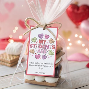 Modèle de carte de la Saint-Valentin, étiquette imprimable de la Saint-Valentin pour professeur, Saint-Valentin modifiable pour les étudiants, Saint-Valentin pour les enfants, téléchargement immédiat, Canva