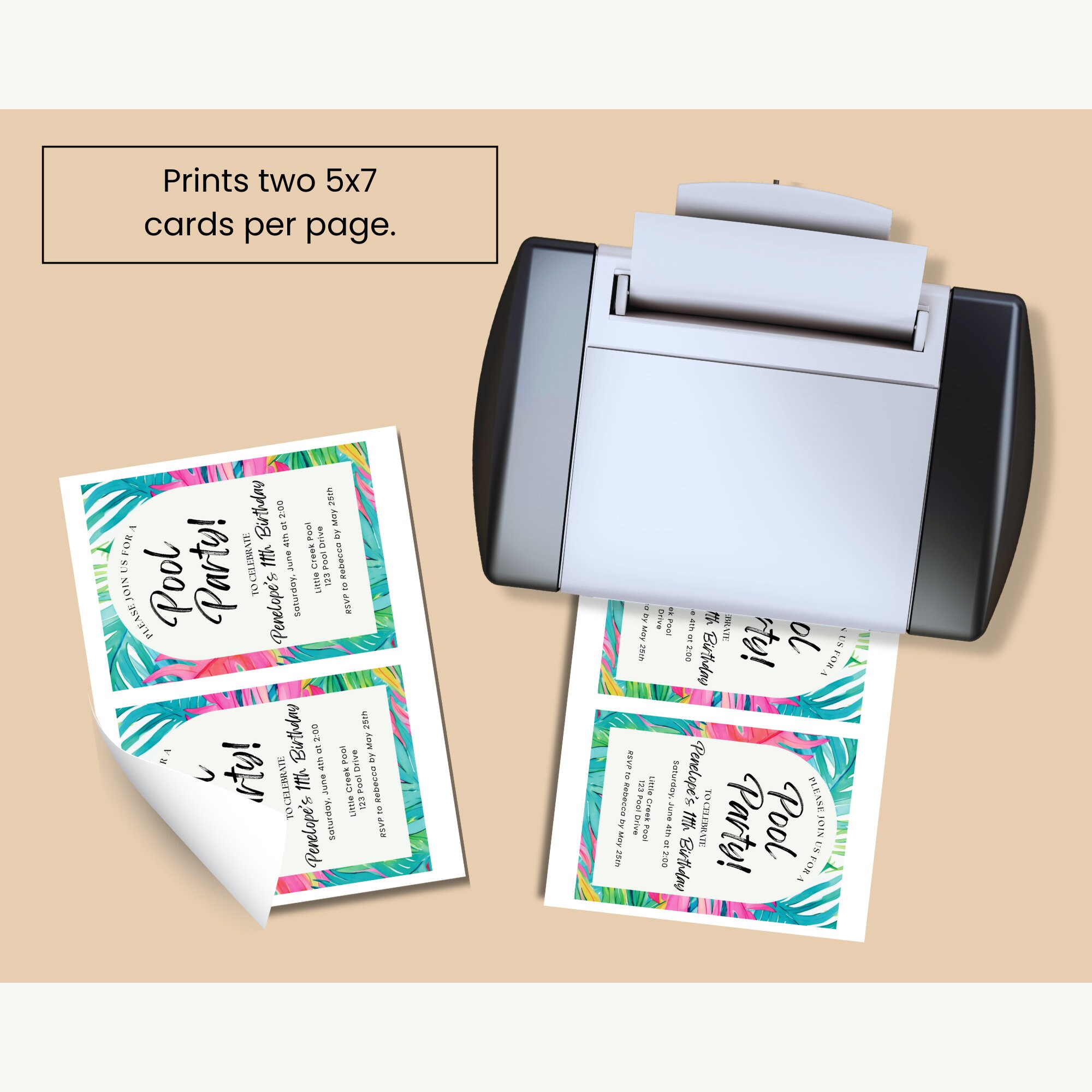 Editable Tropical Party Invitation Template, Pool Party Printable ...
