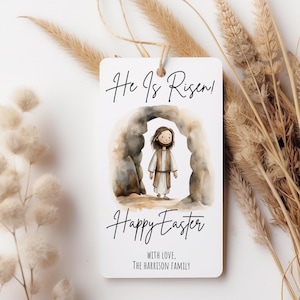 Ostern Geschenkanhänger Vorlage, Printable Osterkarte, Er ist auferstanden, Jesus Osterkarte, Christliche Osterkarte, Korbanhänger, Sofort Download, Canva