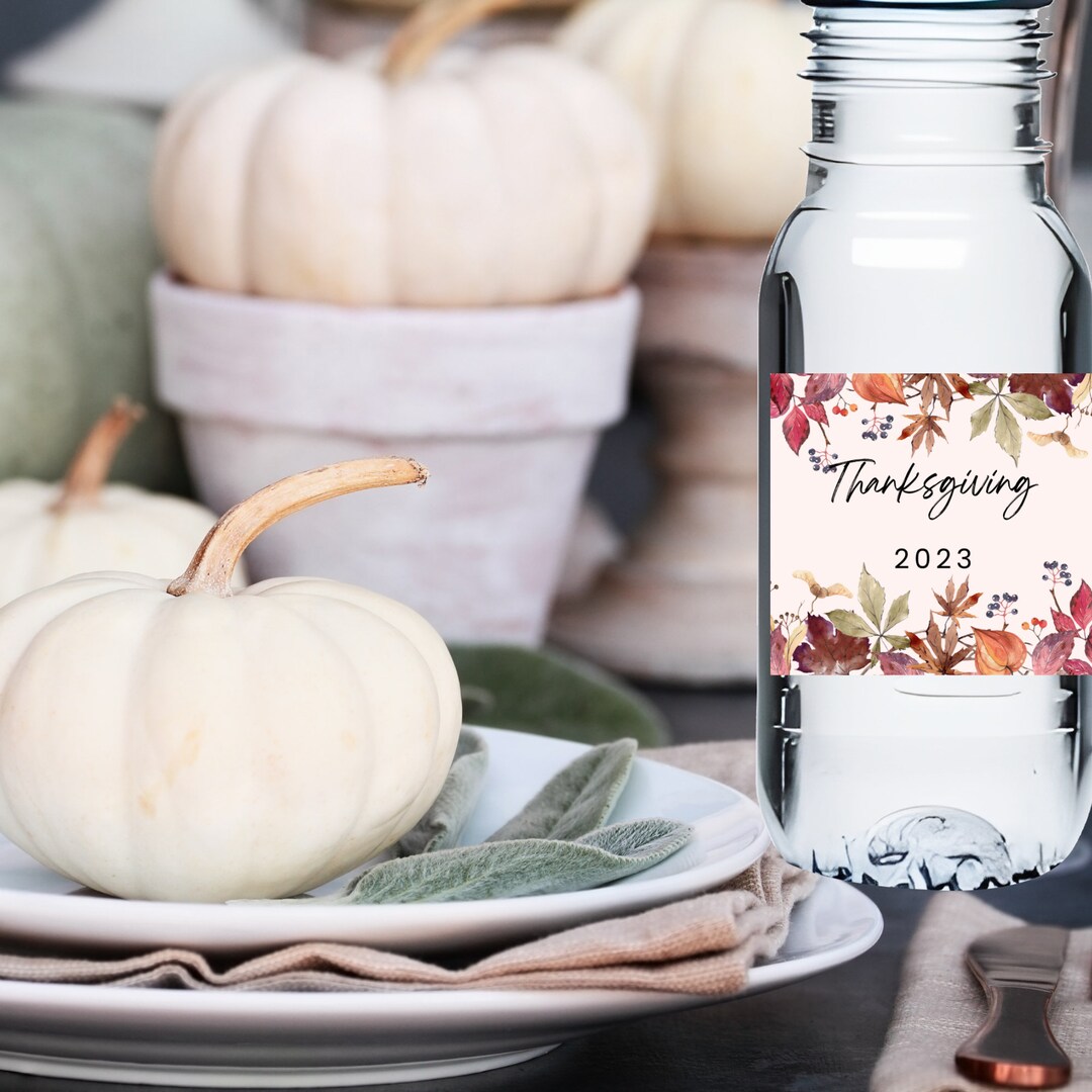 Thanksgiving Water Bottle Label Template, Printable Water Bottle Label ...