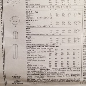 Style 4066 Pattern Vintage Mccall's #4066 EASY Sewing Pattern Misses' Top, Skirt, & Pants ...