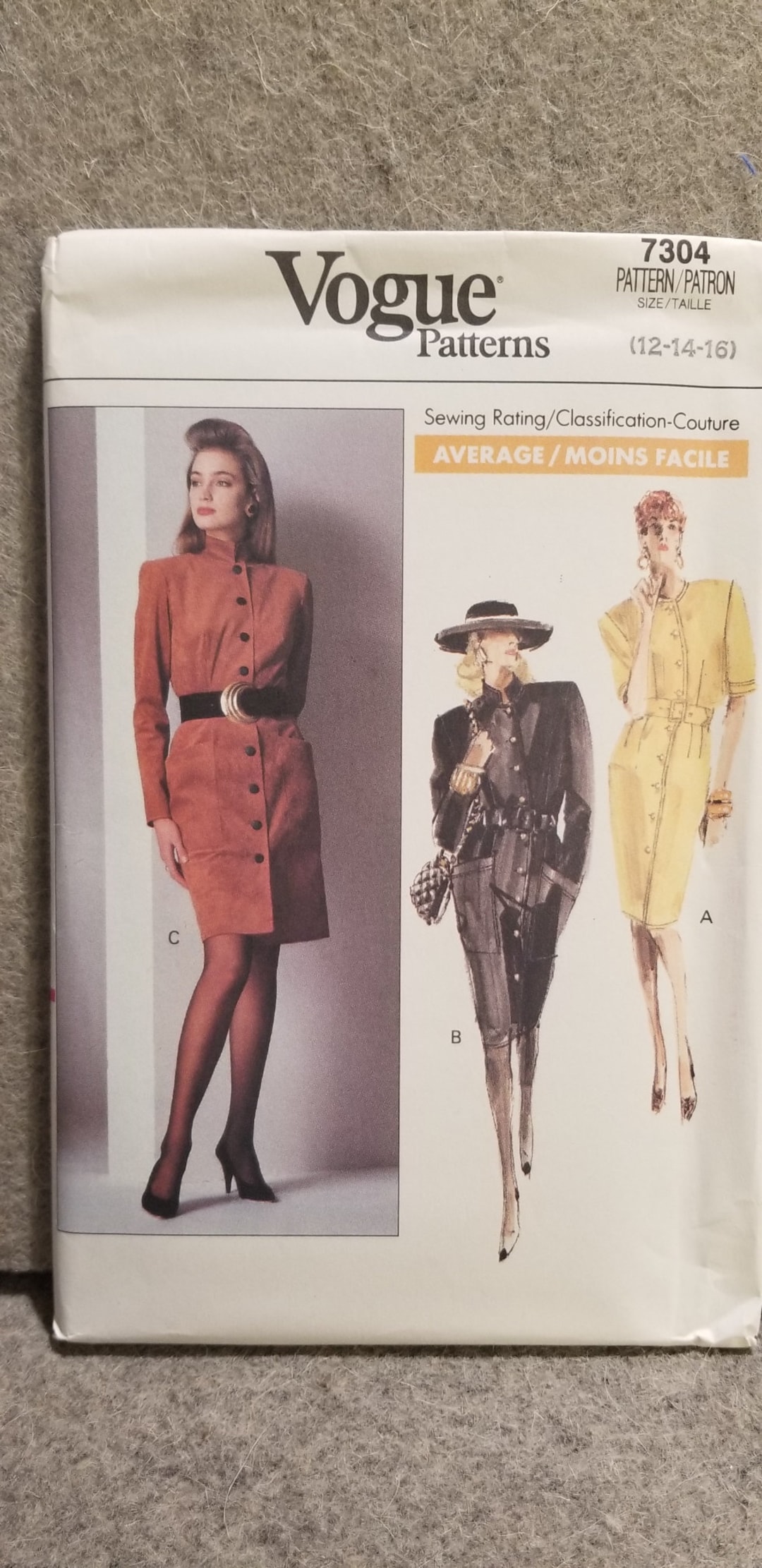 Vintage Vogue #7304 Sewing Pattern Misses' Semi-fitted Dress Size 12-14 ...