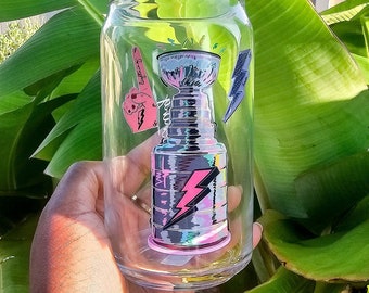 Tampa Bay Bolts Lightning Stanley Inspired Can Glass