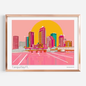 Tampa Bay skyline Art Print | Digital Download | 16x20 inches | Retro Wall Art 2023