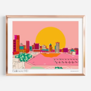 Baltimore Skyline Art Print | Digital Download | 16x20 inches | Retro Wall Art