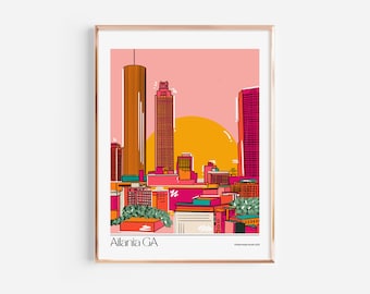 Atlanta GA Art Print | Digital Download | 16x20 inches | Retro Wall Art