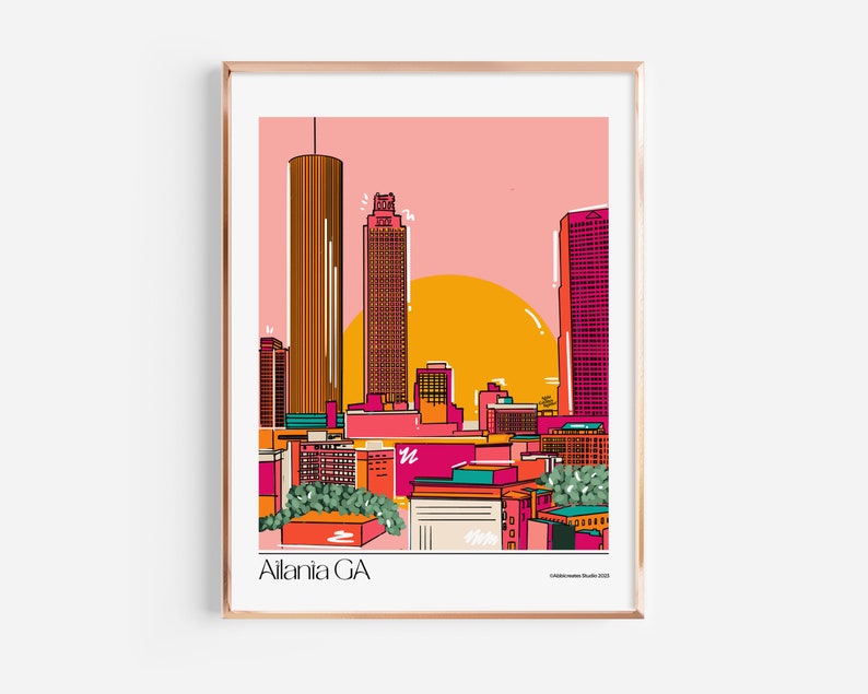 Atlanta GA Art Print Digital Download 16x20 inches Retro Wall Art image 1