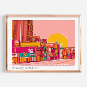 Broadway Nashville Art Print | Digital Download | 16x20 inches | Retro Wall Art