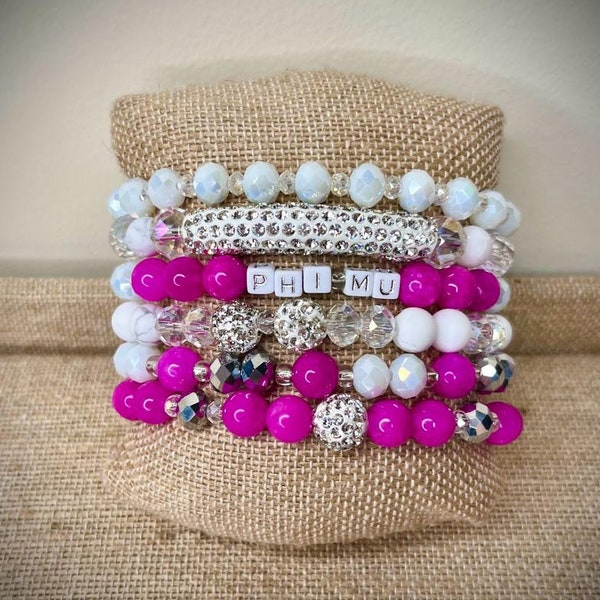 Phi Mu Stacked Bracelet Set of 6