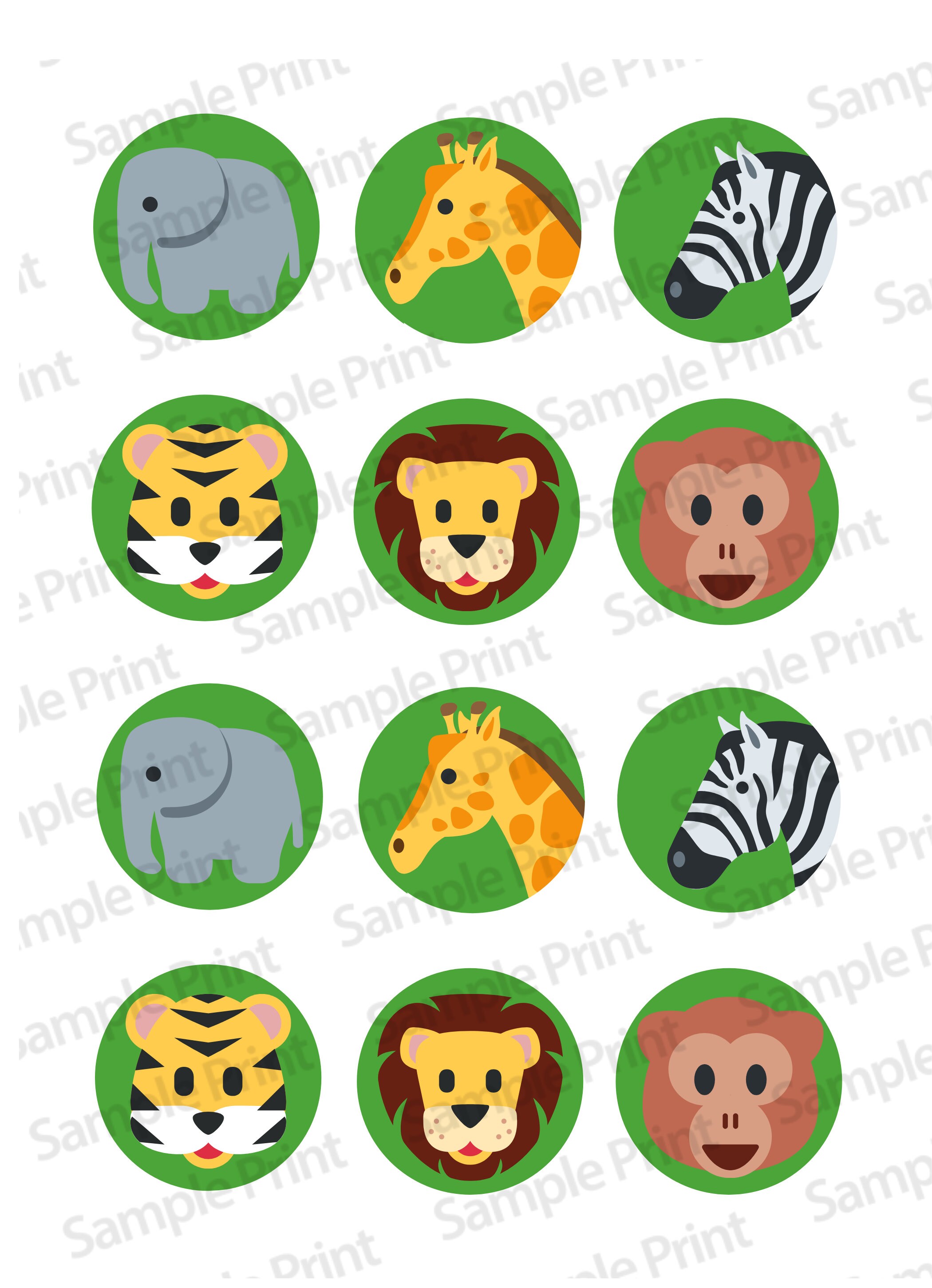 12 Edible Jungle Animal Cupcake Toppers 2 / 5cm Precut Etsy UK