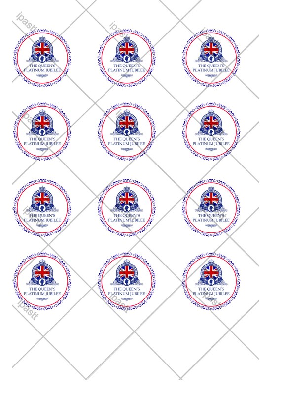 12 Queens Platinum Jubilee Themed Edible Cupcake Toppers Etsy