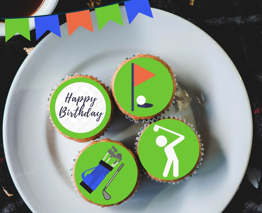 12 Edible Golf Cupcake Toppers 2 / 5cm Precut Golf Themed Birthday