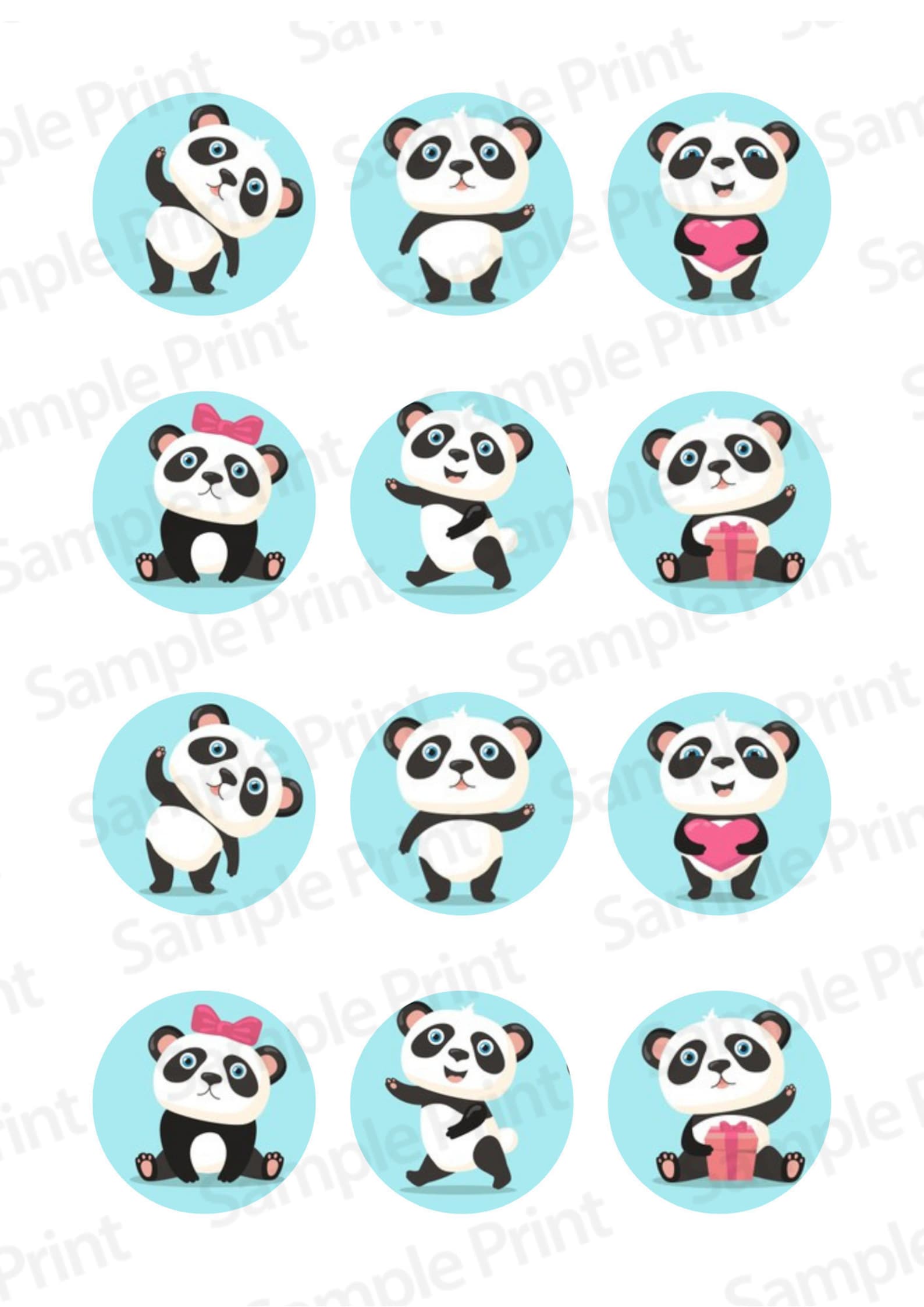 12x Edible Wafer Baby Girl Panda Cupcake Toppers For vrogue.co