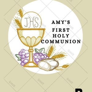 12 Personalised Holy Communion Themed Cupcake Cake Toppers 2" / 5cm Pre-Cut