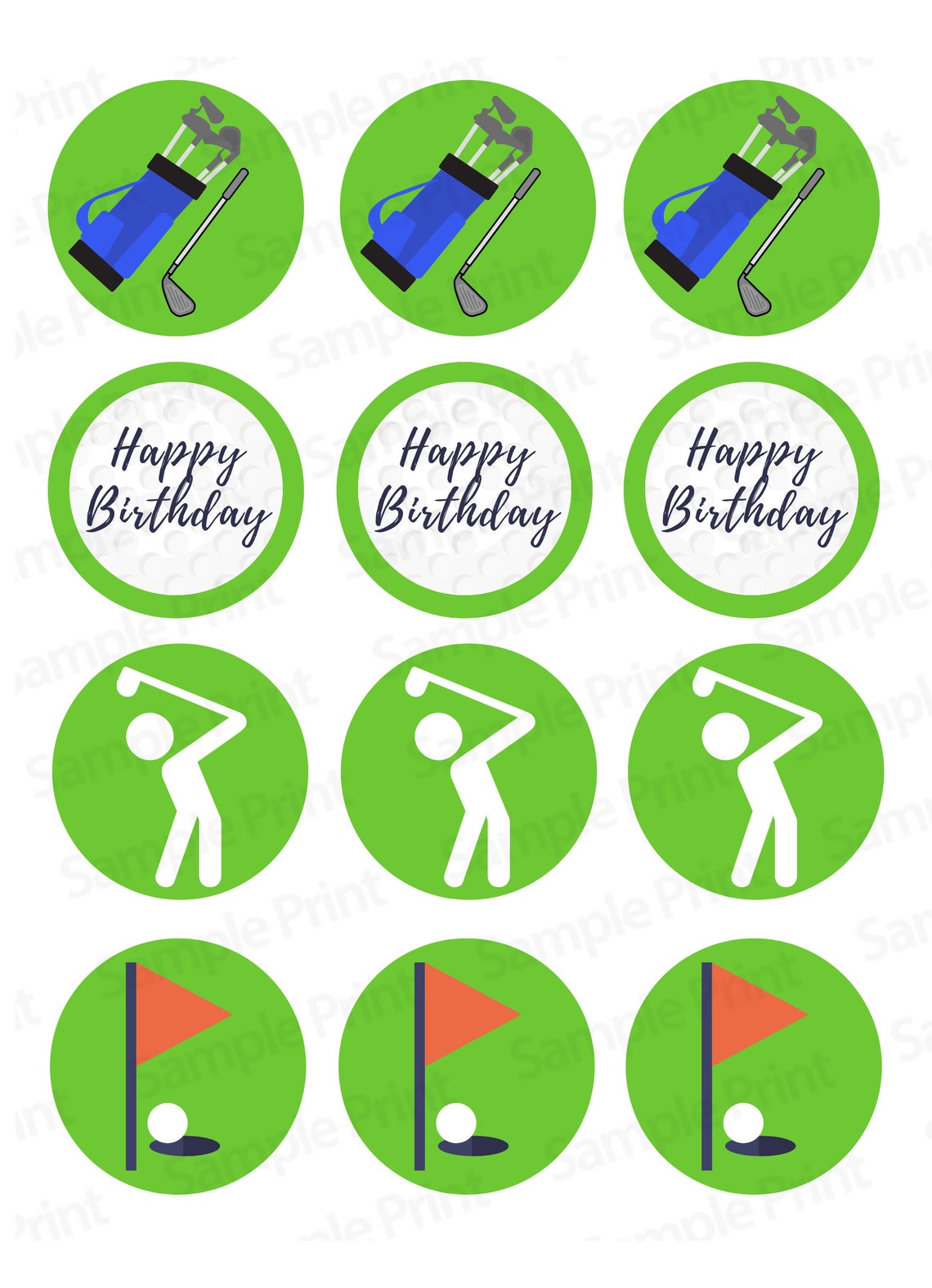 12 Edible Golf Cupcake Toppers 2 / 5cm PreCut Golf Etsy