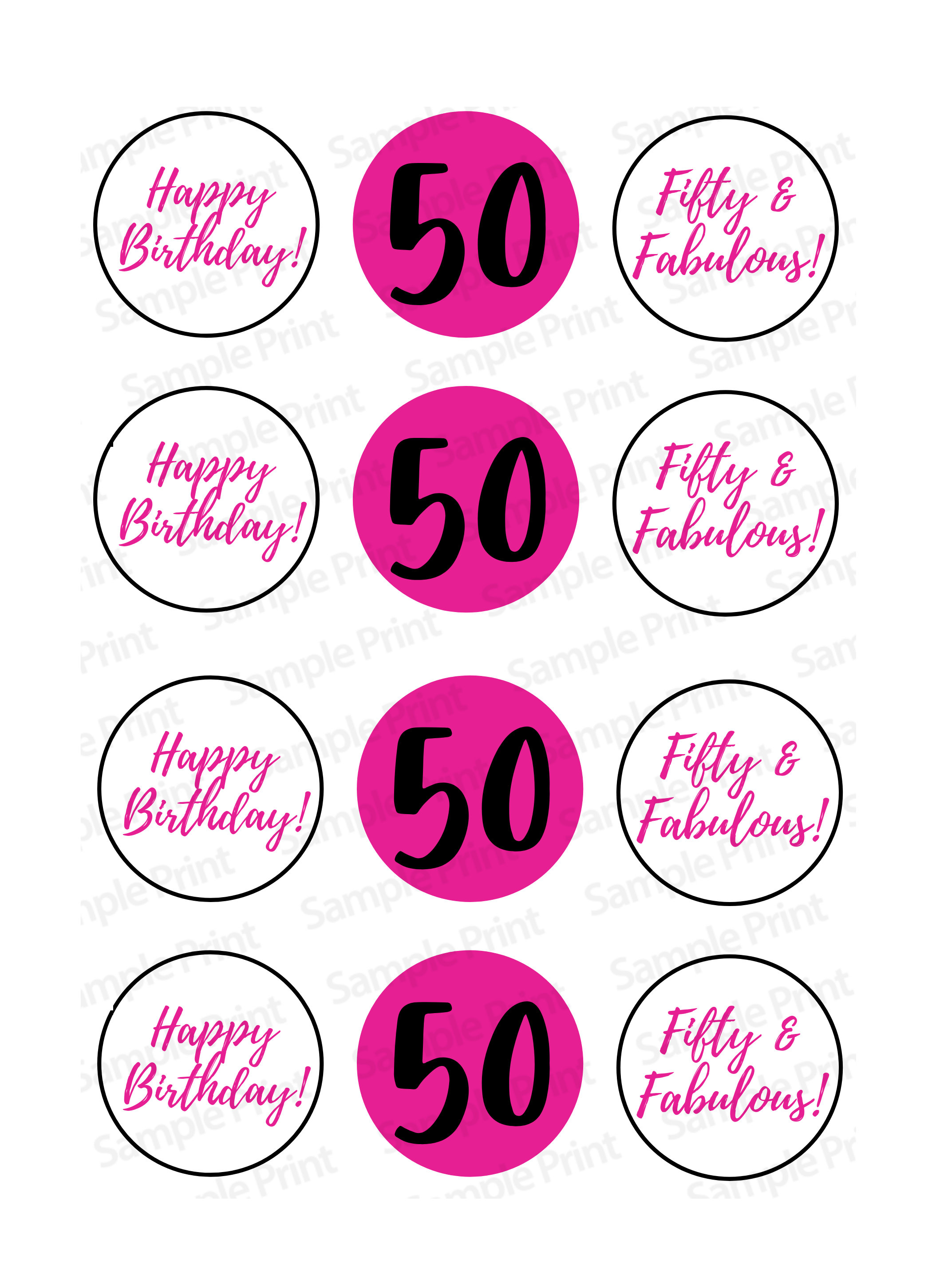 12 50th Birthday Edible Cupcake Toppers 2 / 5cm Precut Etsy UK