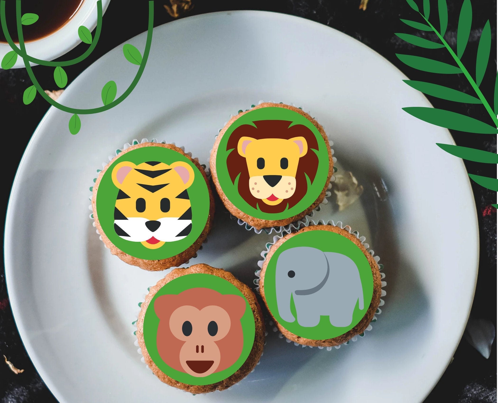 12 Edible Jungle Animal Cupcake Toppers 2 / 5cm PreCut Etsy