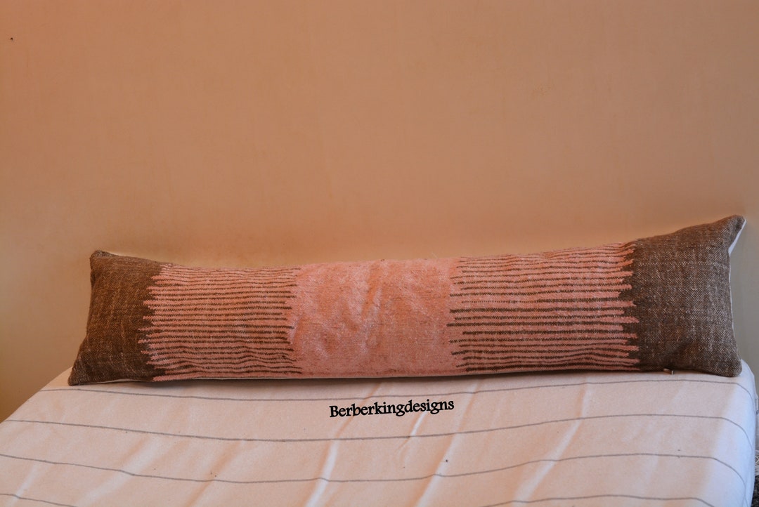 Authentic Long Lumbar Pillow, Moroccan Berber Lumbar Pillow 54 X 13pink