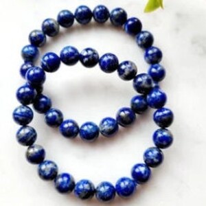 Lapis Lazuli 8mm Beaded Bracelet, Genuine Gemstones