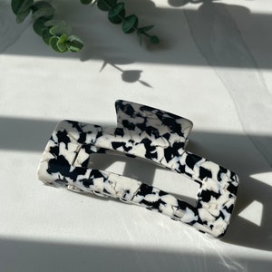 Grote schildpad haarklauw clip, minimalistische schildpad Shell Claw Clip, ideaal voor dik haar, Acetaat Claw Clip, Rechthoek Claw Clip Cow print