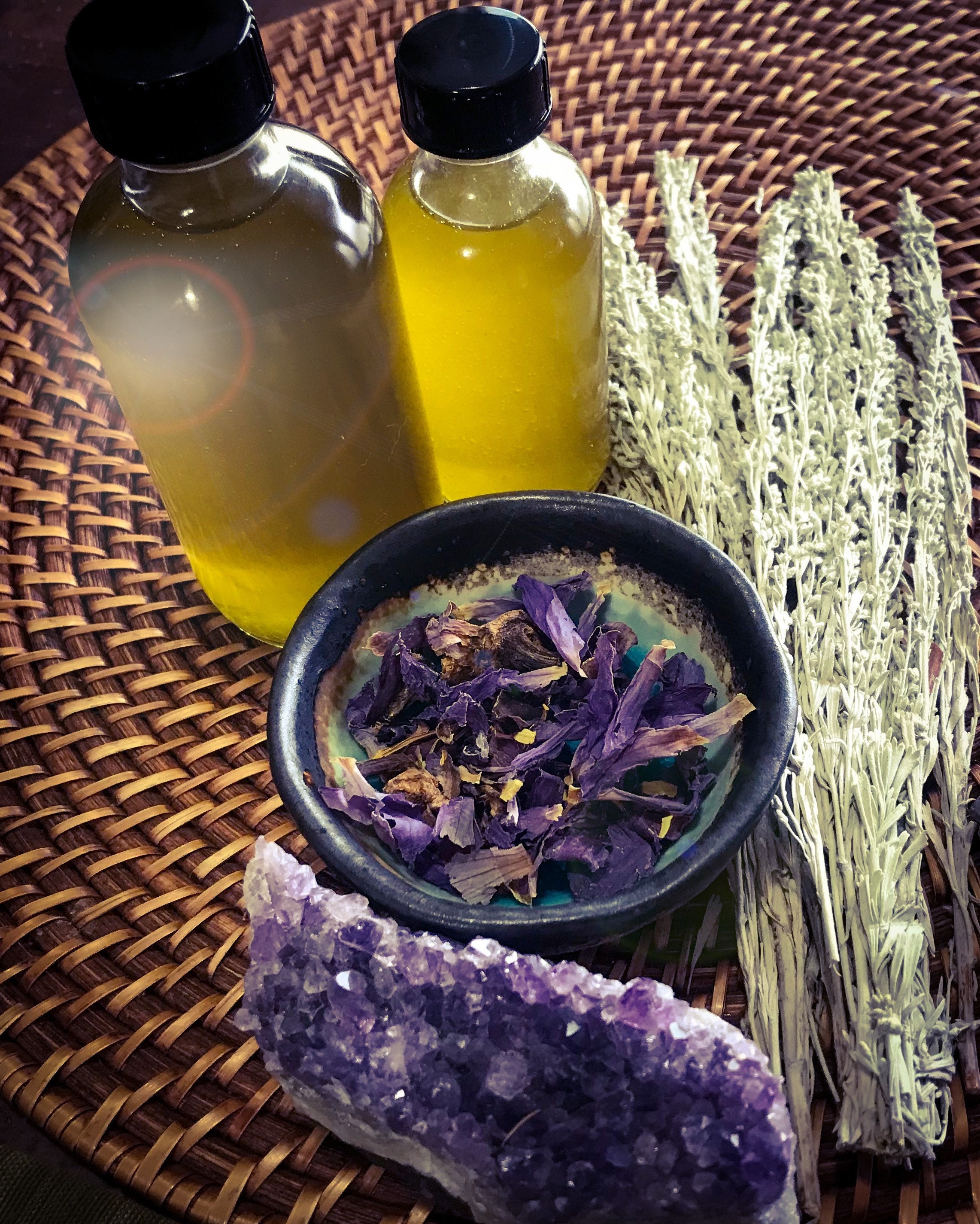 Shasta Wild Sage & Blue Lotus Herbal Body Oil with Flower Etsy