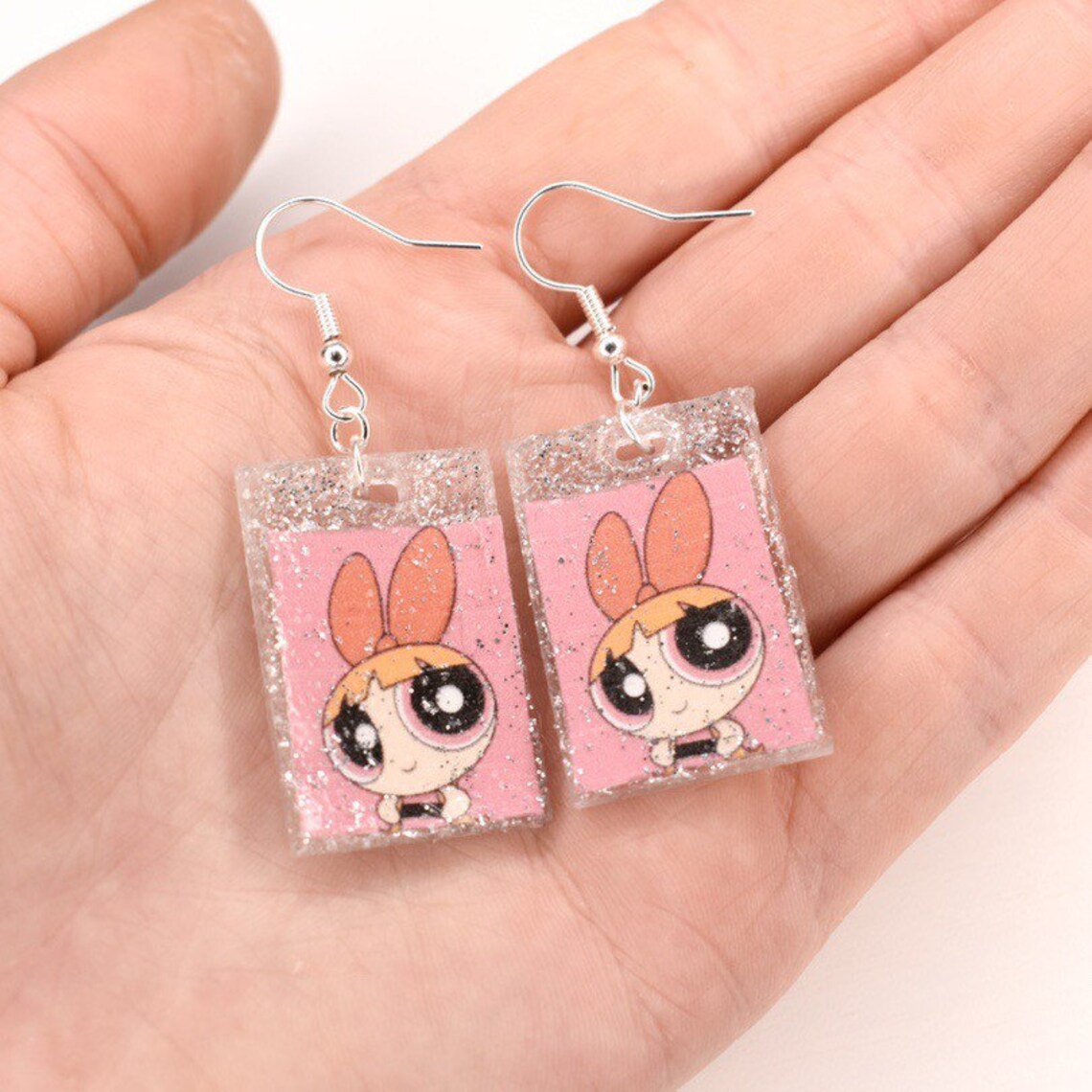 Powerpuff Girls Blossom Sparkly Handmade Earrings Etsy