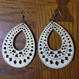 Wooden Teardrop Earrings