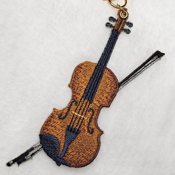 Violin | Violin Embroidery Patch | Violin Key Holder| Key Chain | Iron On Embroidery Patch | Embroidered Sew & Iron - On Patch Applique