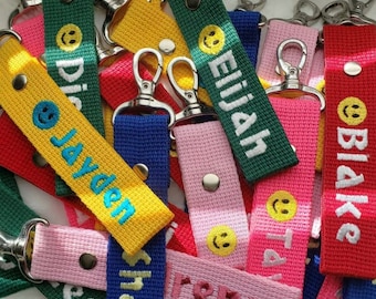 Colorful School Bag Embroidery Name Tag | Lunch Bag Chain | Kids Name Tag | Back to School  |  School Bag Name Tag