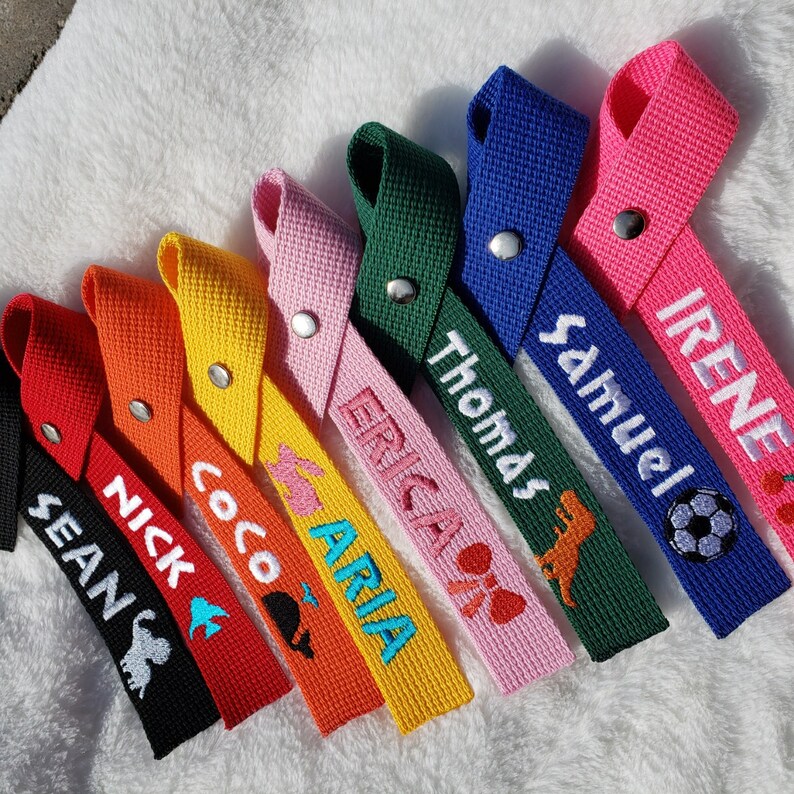 Personalized School Bag Tag Embroidery Accessory Kids Name Etsy