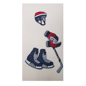 Hockey Embroidery Patch | Hockey key Chain | Iron on Embroidery Patch | Skate Key Holder | Embroidered Sew & Iron - on Patch | Mitten