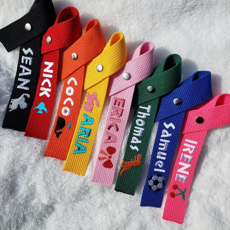 Personalized School Bag Tag Embroidery Accessory Kids Name Etsy
