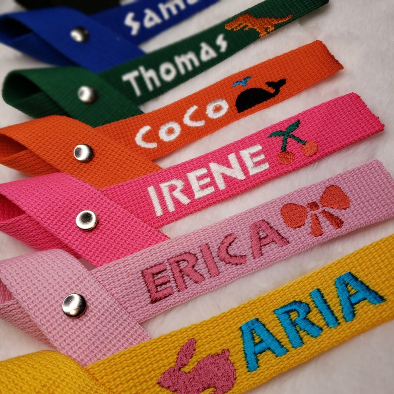 Personalized School Bag Tag Embroidery Accessory Kids Name Etsy