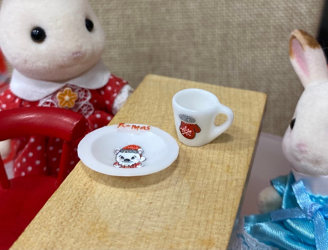 1/12 Scale Christmas Plate and Cup Set for Diorama Etsy