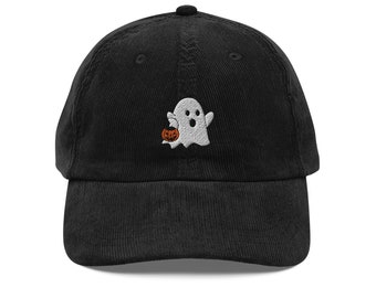 Ghost Pumpkin Retro Trendy Embroidered Corduroy Hat For 1 Year Anniversary Gift for Boyfriend or Girlfriend