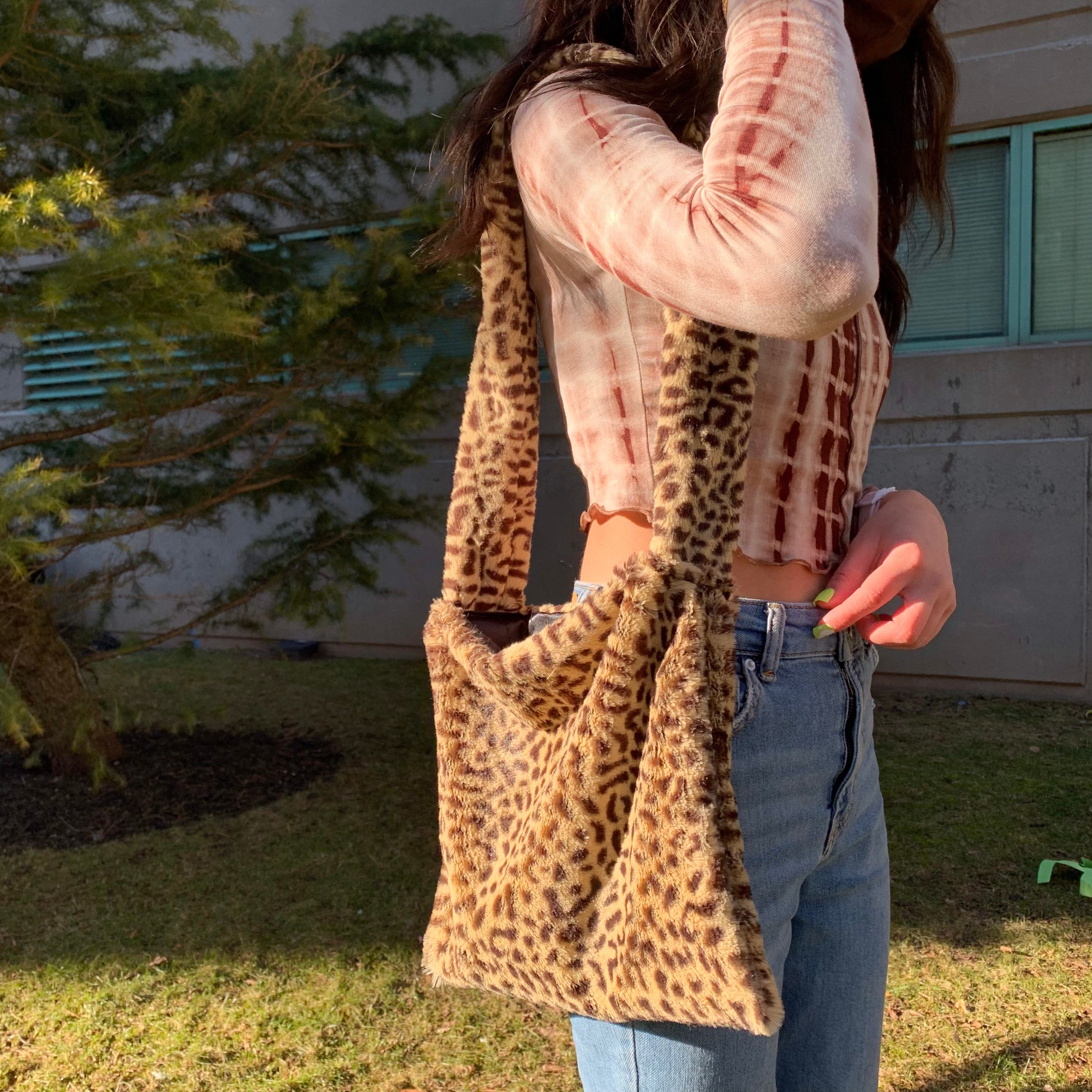 fluffy cheetah bag