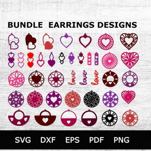40 Valentine&#39;s Day Earring Template Bundle for Cutting Machines