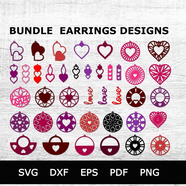 40 Valentine's Day Earring Template Bundle for Cutting Machines