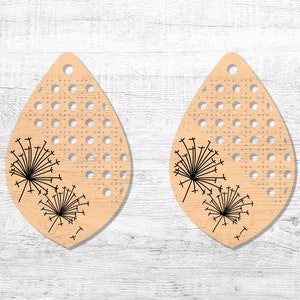 Rattan Earring with dandelion Laser Cut File SVG