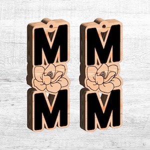 Mom oorbellen met bloem, Moederdag oorbel SVG