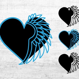 Memorial ornament SVG, heart and angel wings