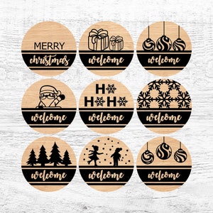 Christmas Door sign SVG bundle, pattern door hanger, laser cut files, welcome sign #61