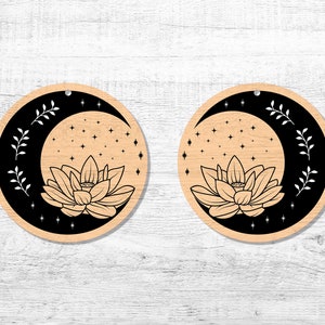 Waterlelie oorbel SVG, lotus oorbel, laser gesneden vijl
